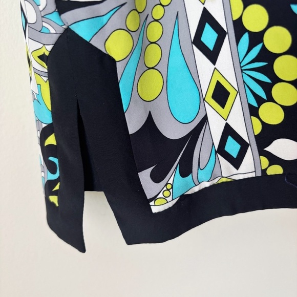 Alice & Trixie Silk Shift Dress XS Geometric Print Black Grey Blue - Picture 4 of 8